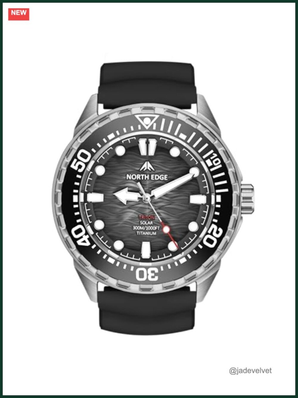 Men's Solar Dive Watch 300M Water Resistant Luminous Silicone Strap